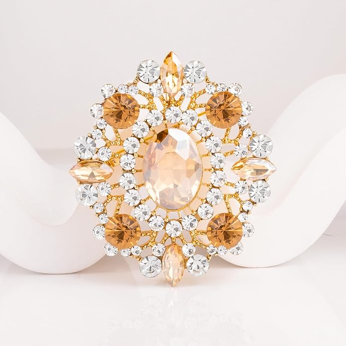 LAXPICOL Vintage Clear Austrian Crystal Brooch Pin for Women Elegant Wedding Bridal Brooches Broach Pin 1.69"*1.39"