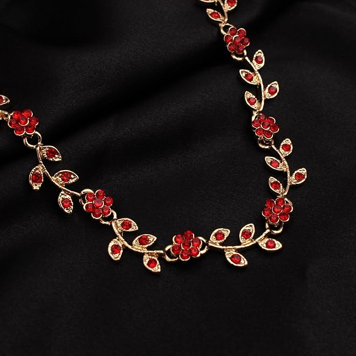 Austrian Crystal Rhinestone Choker Necklace Dangle Earring Link Bracelet Jewelry Set for Brides Bridesmaid Prom Costume Accessories for Women