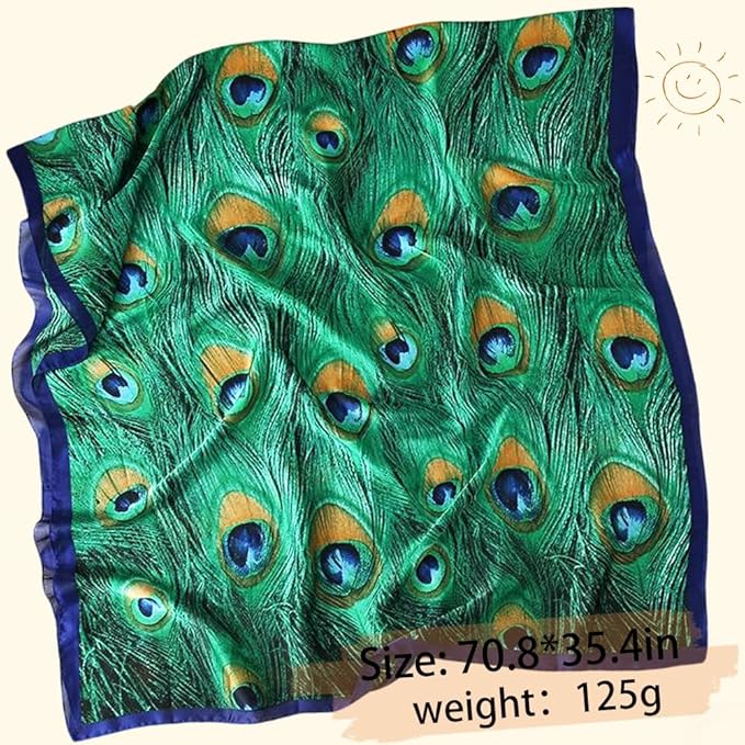 Clysoru Silk Scarf For Women Hair Scarves Lightweight Satin Elegant Shawl Wraps Bufanda Mujer Fashion Accessories 70.8"X35.4"