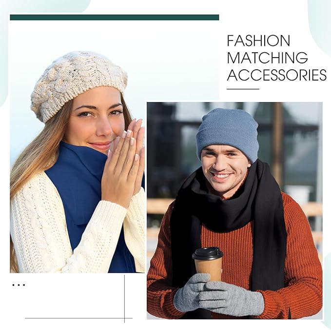 Suhine 8 Pcs Winter Scarves Bulk for Women Lightweight Blanket Scarf with Tassel Edge Pashmina Shawl for Women Men