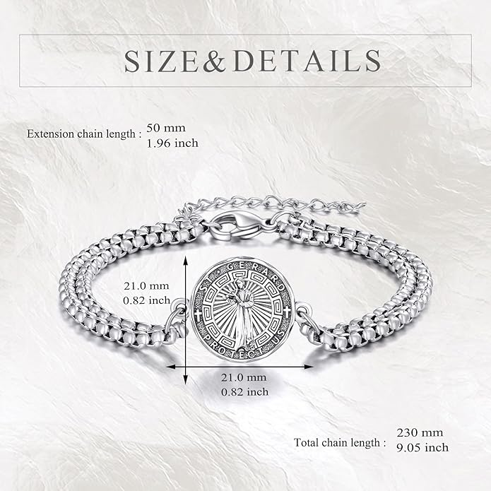 YFN Patron Saint Bracelet Sterling Silver Religious Protector Bracelet Jewelry Gift for Women Men