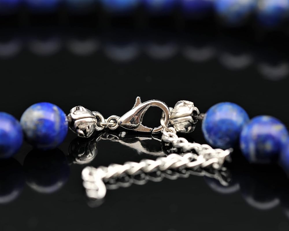 Natural Lapis Lazuli Beaded Choker, Genuine Blue Crystal Necklace, Fancy Gemstone Choker, 8mm Beads, Unique Fashion Jewelry, Healing Crystal Chakra Necklace, Stone Necklace, Sagittarius Necklace