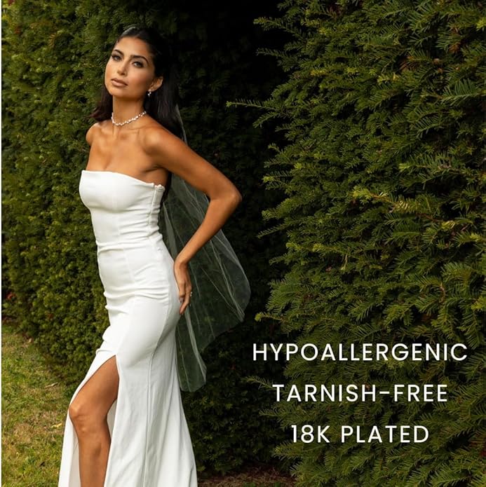 Nikita By Niki 18K Leaf Choker Necklace – Elegant Bridal Choker for Weddings, Formal Choker Necklace for Women, Dainty Wedding Jewelry Gift