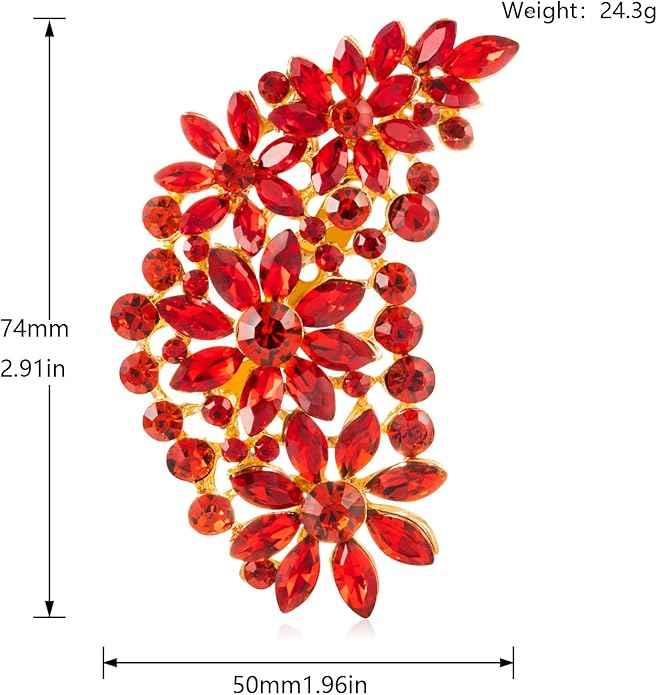 LAXPICOL Vintage Austrian Crystal Flower Leaf Bouquet Clusters Large Big Brooch Pin for Women Gold Tone
