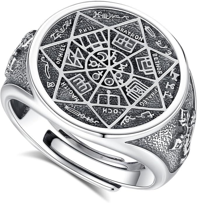 EUDORA S925 Sterling Silver St Benedict Ring San Benito Rings for Women Men, Vintage Ankh Cross Ring Saint Benedict Amulet Adjustable Rings Gifts for Women Mens Father Mother