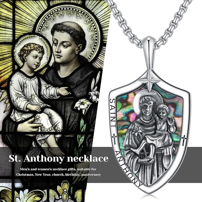 Taioiat Saint Necklace 925 Sterling Silver St Necklace Amulet Pendant Jewelry Religious Gift for Men Women
