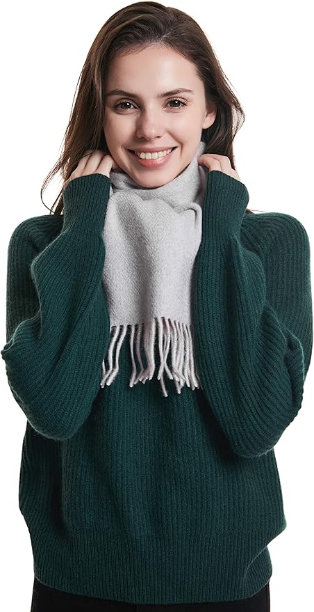 EURKEA 100% Cashmere 2025 Winter Scarf for Women Fringed Edges Warm & Soft Lightweight Solid/Plaid/Two-Tone Free Size