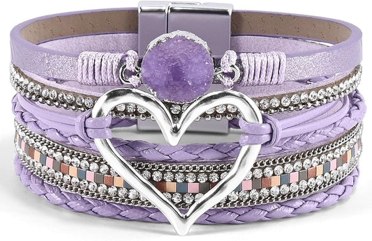 VIBILIA Boho Leather Wrap Bracelets for Women Multi-Layer Bracelets with Strong Clasp Jewelry for Women