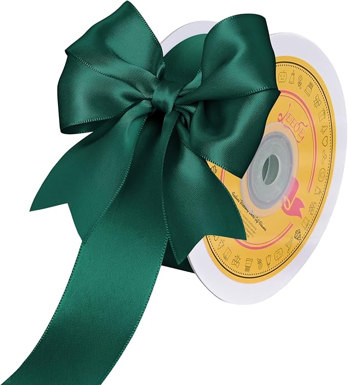 LEEQE Double Face Teal Satin Ribbon 1-1/2 inch X 25 Yards Polyester Teal Ribbon for Gift Wrapping Very Suitable for Weddings Party Hair Bow Invitation Decorations and More