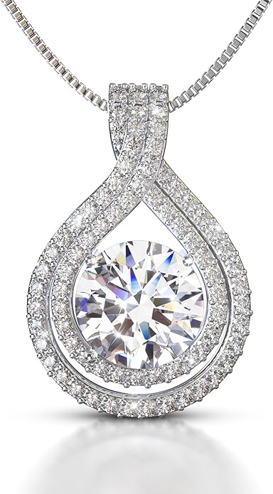 Platinum Plated Certified Moissanite Necklace for Women Gift for Her
