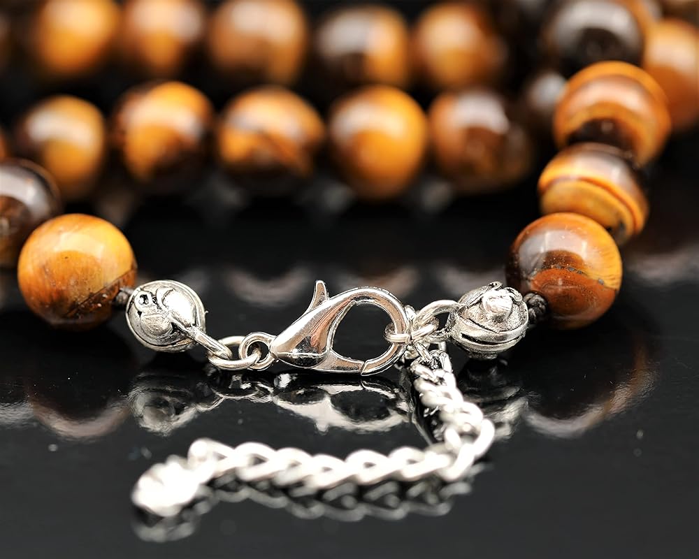 Natural Tiger Eye Beaded Choker, Genuine Golden Crystal Necklace, Fancy Gemstone Choker, 8mm Beads, Unique Fashion Jewelry, Healing Crystal Chakra Necklace, Durable Stone Necklace, Leo Necklace
