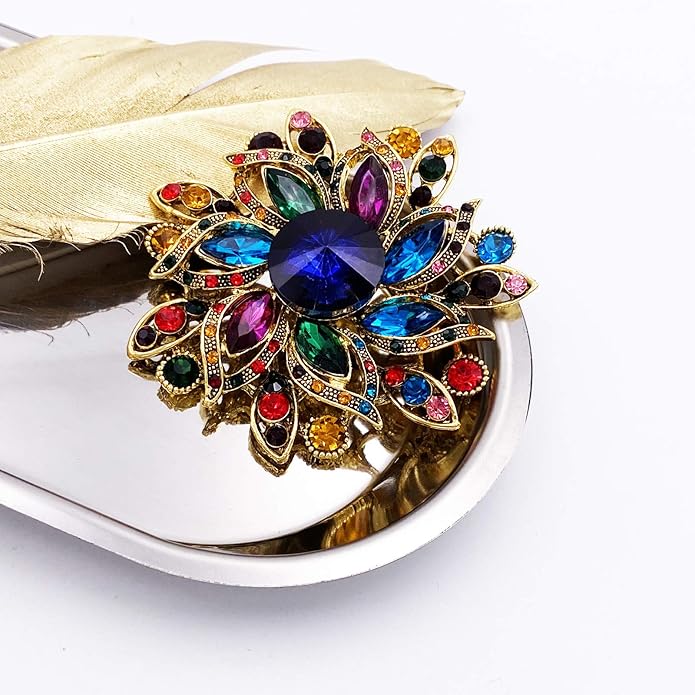 LAXPICOL Vintage Women's Austrian Crystal Elegant Flower Brooch Wedding Broach Pin
