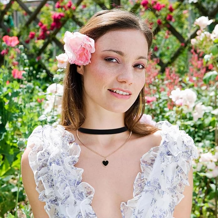 Fesciory Black Necklaces for Women, Adjustable Layered Velvet Leather Lace Collar Necklace, Goth Jewelry Gifts.