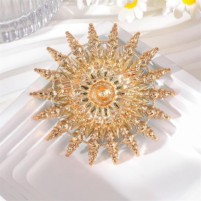 Rhinestone Sunflower Brooch Pin Red Pink Flower Brooch Stylish Crystal Brooch Elegant Clothing Hat Bag Accessories Jewerly for Women