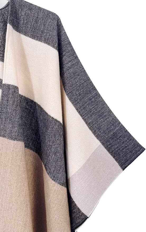 Moss Rose Women's Travel Plaid Shawl Wrap Open Front Poncho Cape for Fall Winter