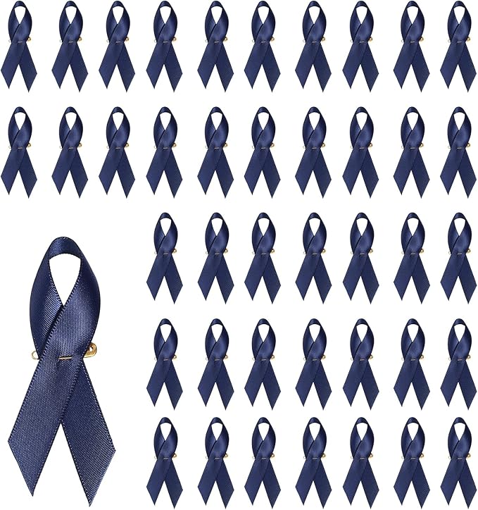 PATIKIL 50 Pcs Polyester Ribbon Satin Pins, Satin Ribbon with Safety Pins for Charity Public Social Event Party Clothing Decoration Anniversary, Ink Blue