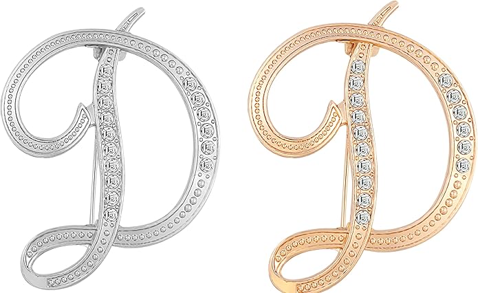 HAFILO 2 pieces initial letter brooch pin for women 26 letters fashion brooches collar pins for clothes Dress hat bulk