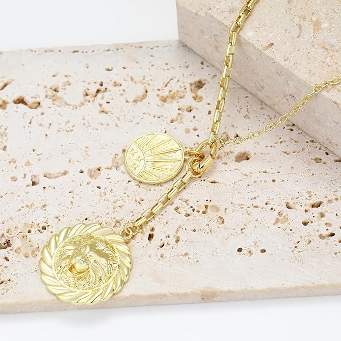 Chunky Gold Necklace for Women, 18K Waterproof Heart Necklace Statement Necklace Gold Charm Necklace Chunky Jewelry Paperclip Chain Choker Gift for Women
