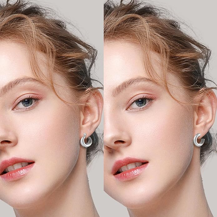 6 Pairs Gold Hoop Earrings for Women, 14K Gold Plated Lightweight Chunky Hoop Earrings Set Hypoallergenic, Thick Open Huggie Hoops Earrings Jewelry for Gifts.
