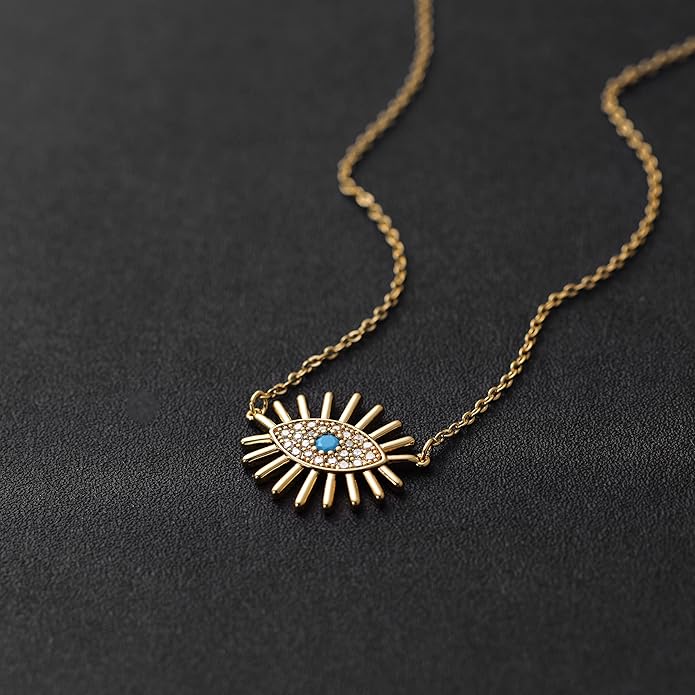 BENEIGE Gold Necklace for Women 14K Gold Plated Evil Eye Necklace Trendy Gold Pendant Necklace Jewelry For Women