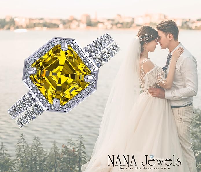 NANA Jewels Sterling Silver Engagement Rings for Women - Choose Simulated Morganite, Citrine, Aquamarine & More
