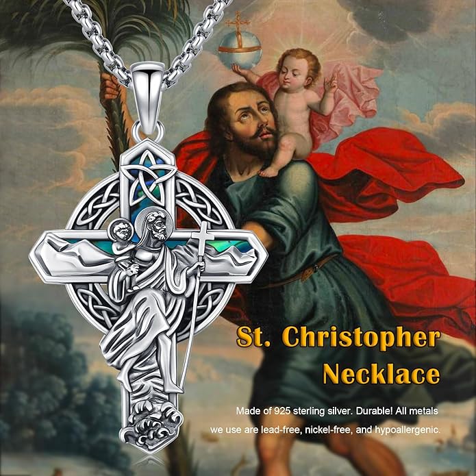 Midir&Etain Cross Necklace 925 Sterling Silver Celtic Christian Pendant Religious Protection Jewelry for Women Men