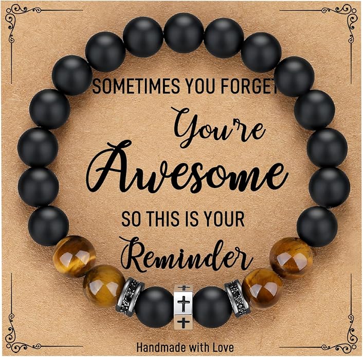 TONY & SANDY Cross Bracelet Men Cool Valentines Day Gifts for Him Teen Boys Son Grandson Nephew, Birthday Easter Christmas Gifts for Teen Boys Adults Men
