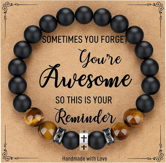 TONY & SANDY Cross Bracelet Men Cool Valentines Day Gifts for Him Teen Boys Son Grandson Nephew, Birthday Easter Christmas Gifts for Teen Boys Adults Men