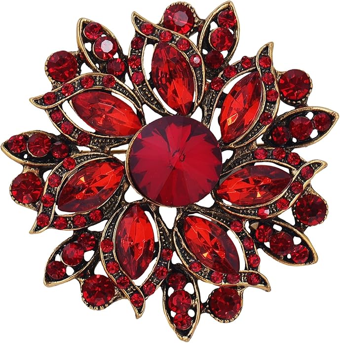 LAXPICOL Vintage Women's Austrian Crystal Elegant Flower Brooch Wedding Broach Pin