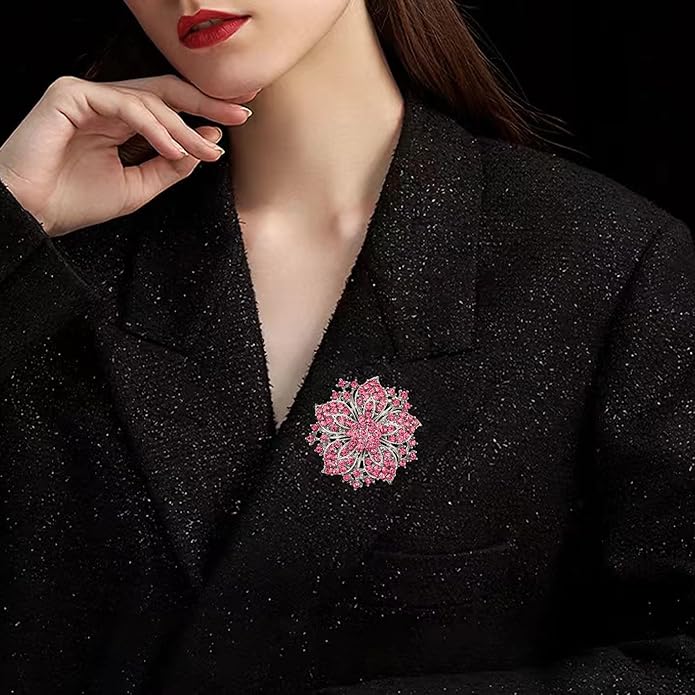 HAISWET Womens Flower-shape Statement Brooch Pin Crystal Brooch for Women