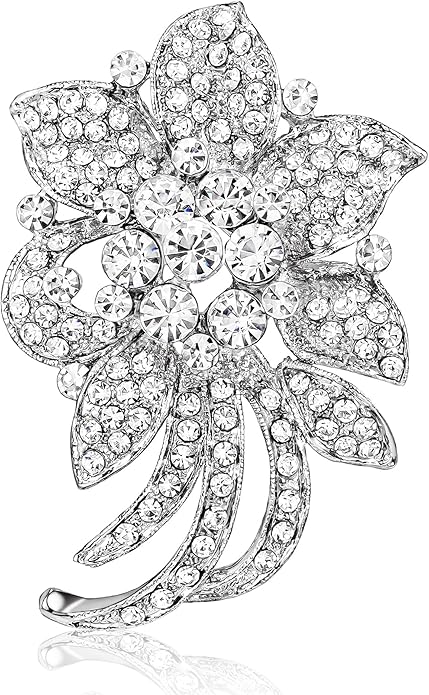 HAISWET Wedding Bridal Rhinestone Flower-shape Brooch Pin for Women