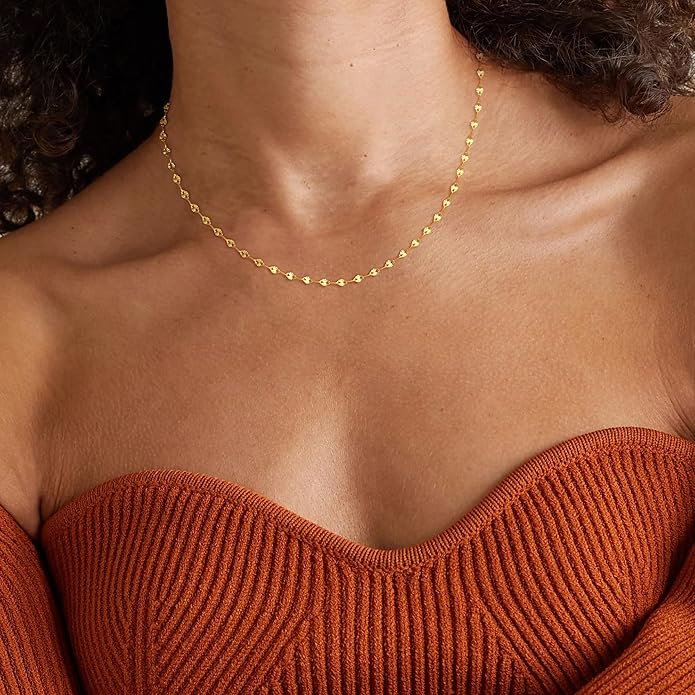 925 Sterling Silver Chain Necklace Link Chain Necklace for Women Simple Dainty 16K Gold Plated Necklace for Women Minimalist Waterproof Silver Necklace Trendy Jewelry Gifts
