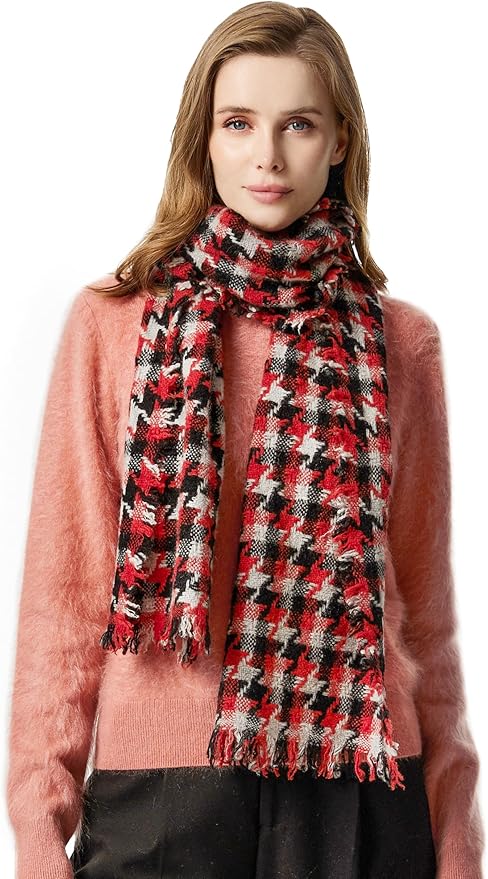 EURKEA 100% Cashmere 2025 Winter Scarf for Women Fringed Edges Warm & Soft Lightweight Solid/Plaid/Two-Tone Free Size