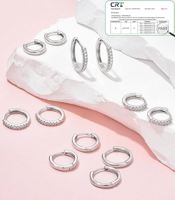 Cocadant 6 Pairs 925 Sterling Silver Small Hoop Earrings for Women,14k Real Gold Hypoallergenic Tiny Cubic Zirconia Cartilage Huggie Earring Sets for Multiple Piercing Trendy Jewelry 8/10/12mm
