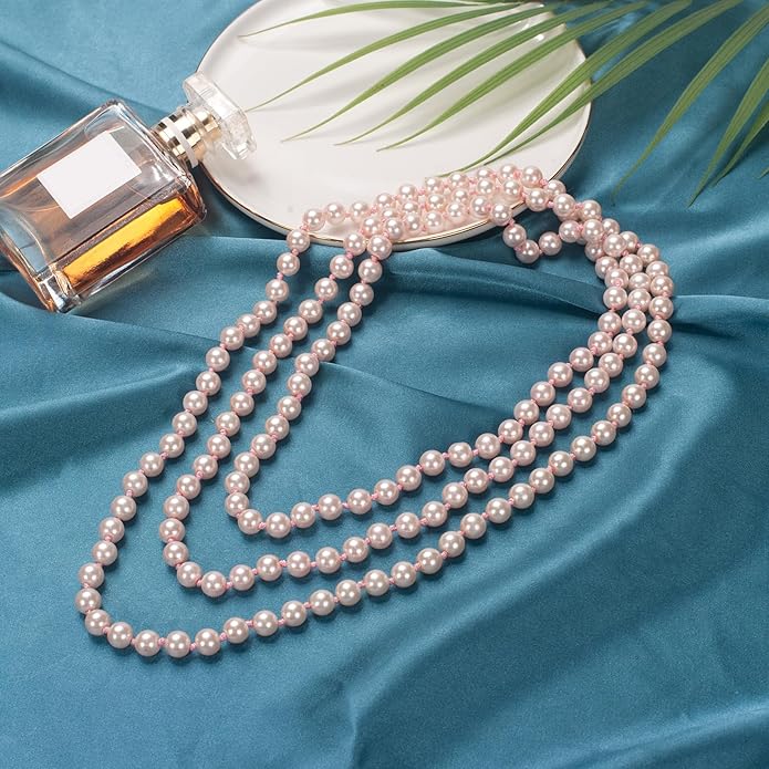 59" Long Pearl Necklaces for Women, Vintage Elegant Long Pearls Necklace for Wedding Party 1920s Gatsby Costume Jewelry