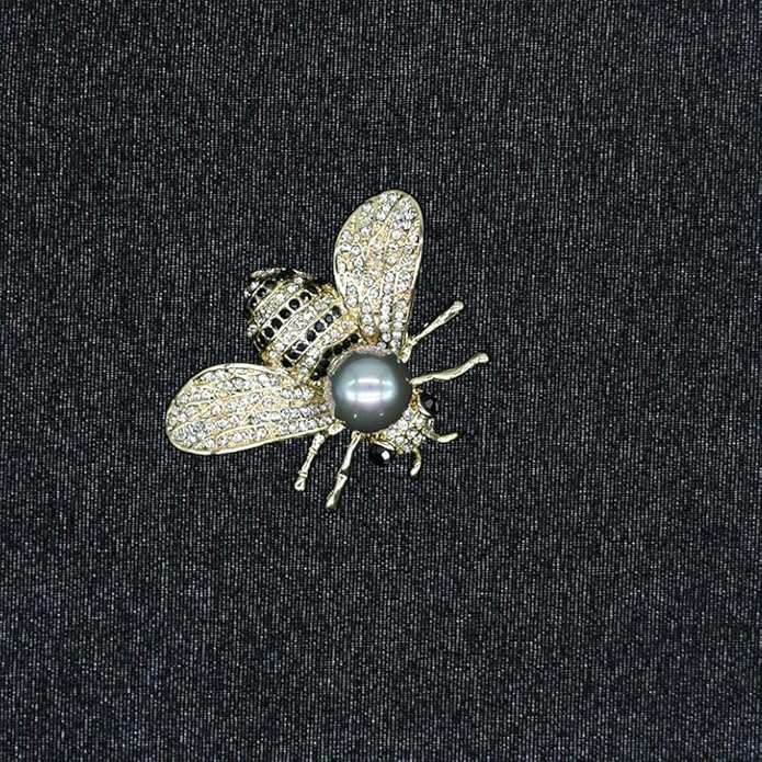 Honey Bee Brooches Crystal Insect Themed Bee Brooch Animal Fashion Shell Pearl Brooch Pin Gold Tone