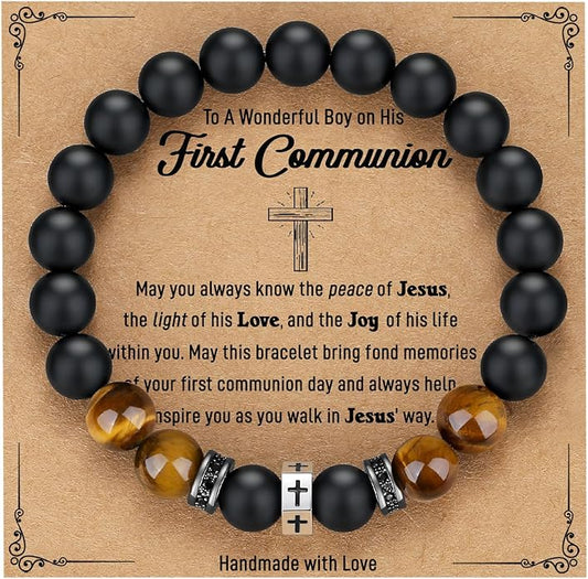 TONY & SANDY Cross Bracelet Men Cool Valentines Day Gifts for Him Teen Boys Son Grandson Nephew, Birthday Easter Christmas Gifts for Teen Boys Adults Men