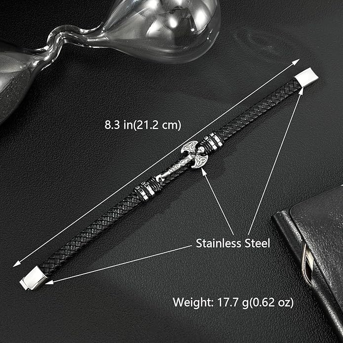 Italian Handmade Genuine Leather Bracelets for Men Stainless Steel Clip, Men's Casual Genuine Multi-layer Cuff Bracelet, Bracelet Gift for Real Men