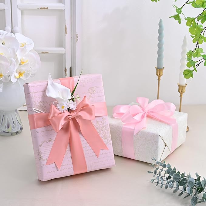 LEEQE Double Face Dusty Pink Satin Ribbon 1-1/2 inch X 25 Yards Polyester Dusty Pink Ribbon for Gift Wrapping Very Suitable for Weddings Party Hair Bow Invitation Decorations and More