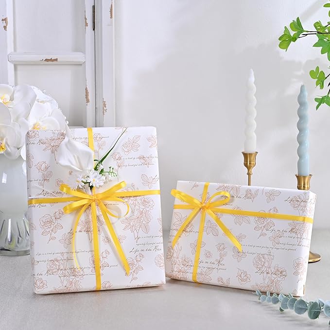 LEEQE Double Face Yellow Satin Ribbon 1/4 inch X 50 Yards Polyester Yellow Ribbon for Gift Wrapping Very Suitable for Weddings Party Hair Bow Invitation Decorations and More