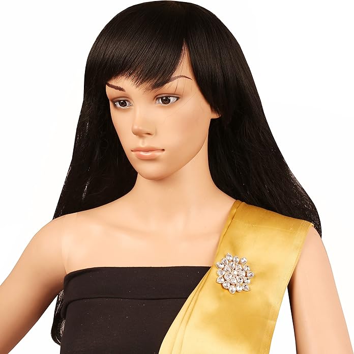 Touchstone Indian Bollywood Handcrafted Designer Jewelry Brooch Lapel Pin in Gold Or Silver Tone for Women.