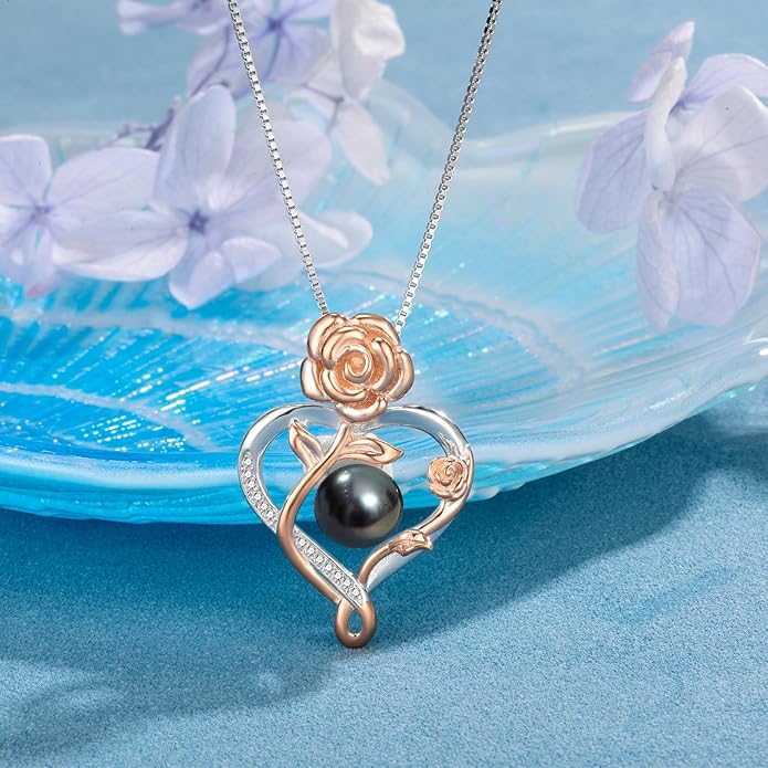 Birthday Gifts for Women Wife- Tahitian Black Pearl Necklace - Valentine's Christmas Day Mothers Day Build Your Mom Wife Girlfriend Best Gifts for Women