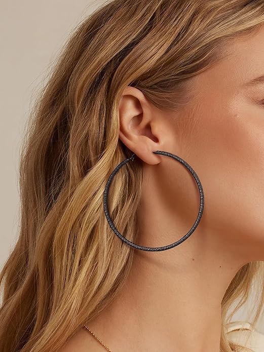 PROSTEEL 30/40/60/80/100mm Chunky Hoop Earrings For Women Gold Plated/Black Stainless Steel Hoops Earrings Statement Jewelry