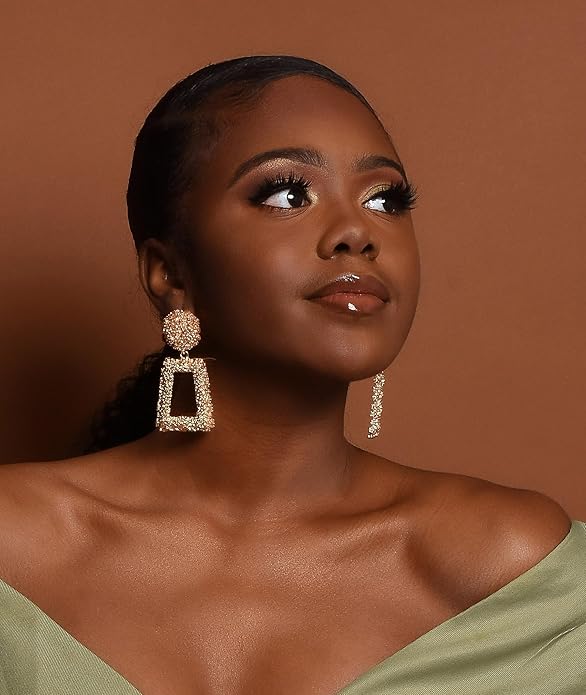 Ginkgo Leaf Flower Earrings, Gold Geometric Statement Earring, Big Fashion Design Boho Drop Dangle Earrings