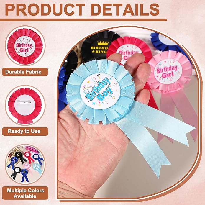 uxcell Blank Award Ribbon Prize, Party Badge Brooch Badge Brooch Pin for Women Men Colorful Satin Corsage Fabric Birthday Award Ribbon Party Tinplate Decorations