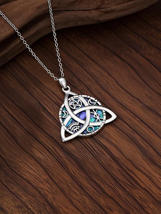 WINNICACA Christmas Gifts for Women Witches Knot Celtic Knot Necklace Sterling Silver Celtic Jewelry Protection Necklaces Irish Jewelry Birthday Gifts for Women Mom Wife Her