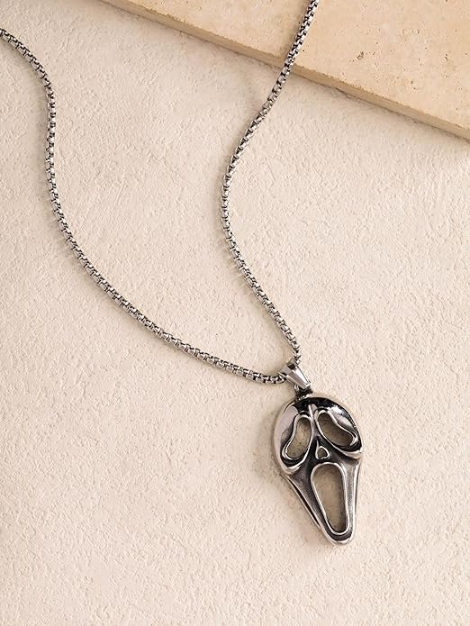 Sacina Ghost Pendant Necklace, Gothic Emo Punk Grunge Necklace, Goth Jewelry, Christmas Jewelry Gift for Women