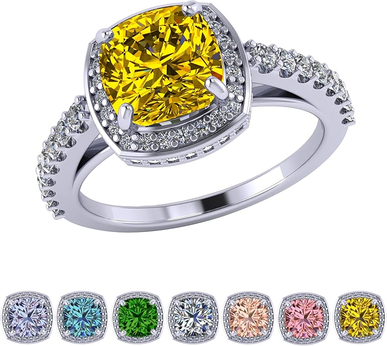 NANA Jewels Sterling Silver Engagement Rings for Women - Choose Simulated Morganite, Citrine, Aquamarine & More