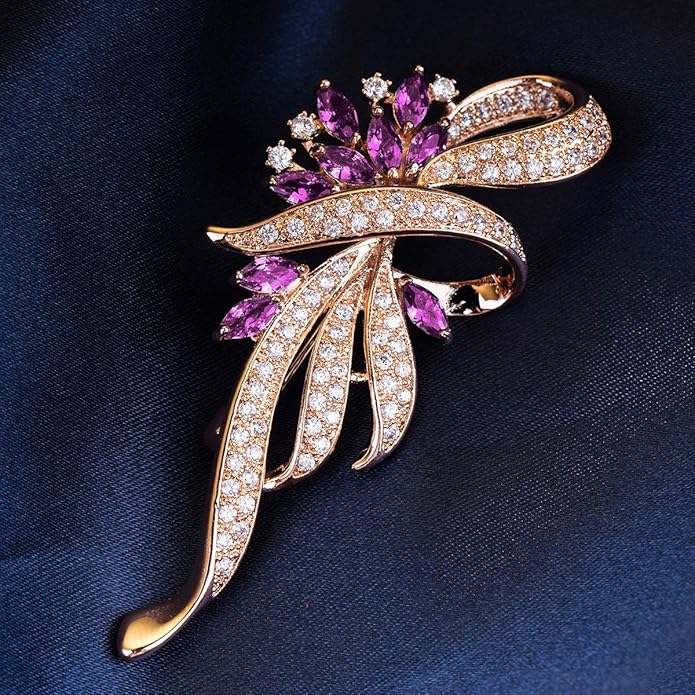 Merdia Created Crystal Brooch Fancy Vintage Style Flower Brooch Pin for Women, girls, ladies with Blue/Purple Created Crystal | Vintage Fashion | Brooches and Pins for Women | Ladies Jewelry