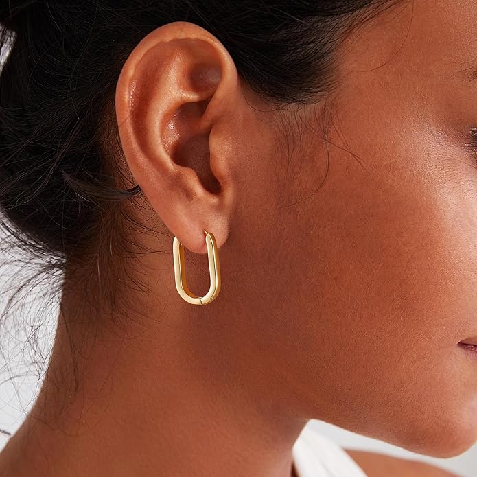Gacimy Gold Huggie Hoop Earrings for Women 14k Gold Plated, Small Hoop Earrings for Women, 1/2 Inch Yellow Color Earrings for Women
